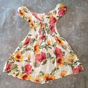 Evolve Floral And Leaf Print Off-Shoulder Mini Dress (Fits Size XS/S)